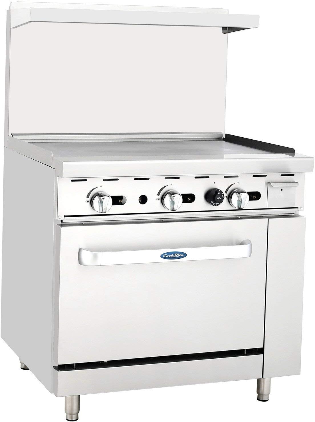 Atosa 36' Commercial Gas Range, Griddle Top, 1 Oven, Natural Gas, Stainless Steel, Freestanding