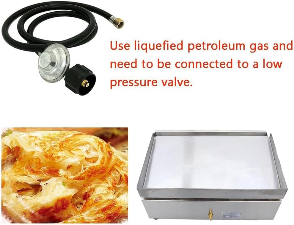 Commercial Griddle Countertop Griddle LPG Gas Grill Griddle Outdoor Flat Top Grill Griddle 2800Pa with Low Pressure Valve Adjustable Temperature 122°F-572°F (21.26x13.39in Hotplate)