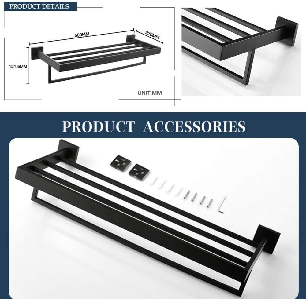Black Bathroom Accessories Stainless Steel Set Wall Rack Towel Rack Towel Rack Tissue Holder Clothes Hook Toilet Brush Pendant,Towel Rack