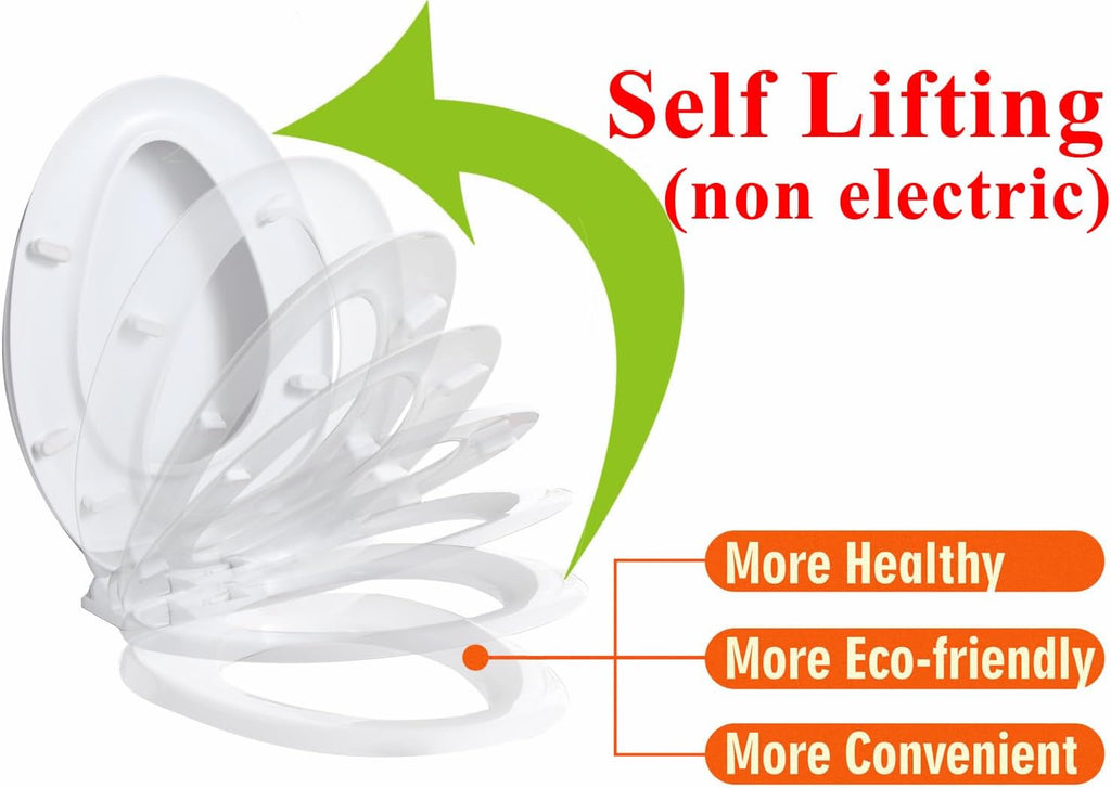 Minixi Self Lifting Toilet Seat, Non Electric, No Cleaning Required, Auto Lifting, Suitable for Oval Toilet