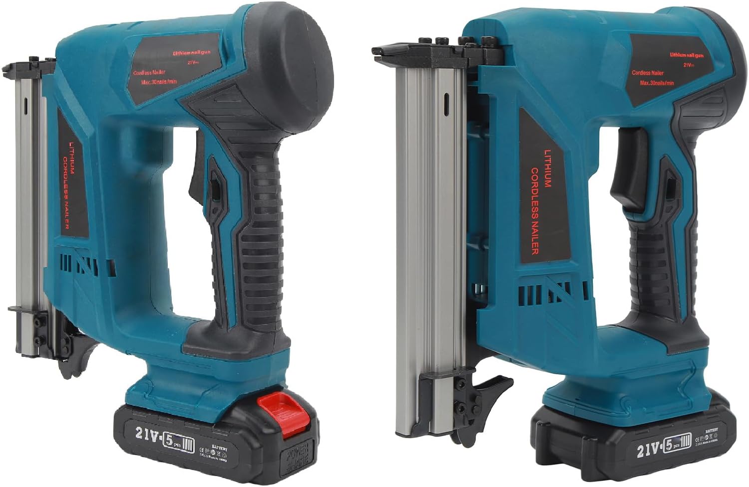 Lithium Cordless Nailer, Cordless Brad Nailer Complete Hard Oxidized Magazines for Woodworking (US Plug 100‑220V)