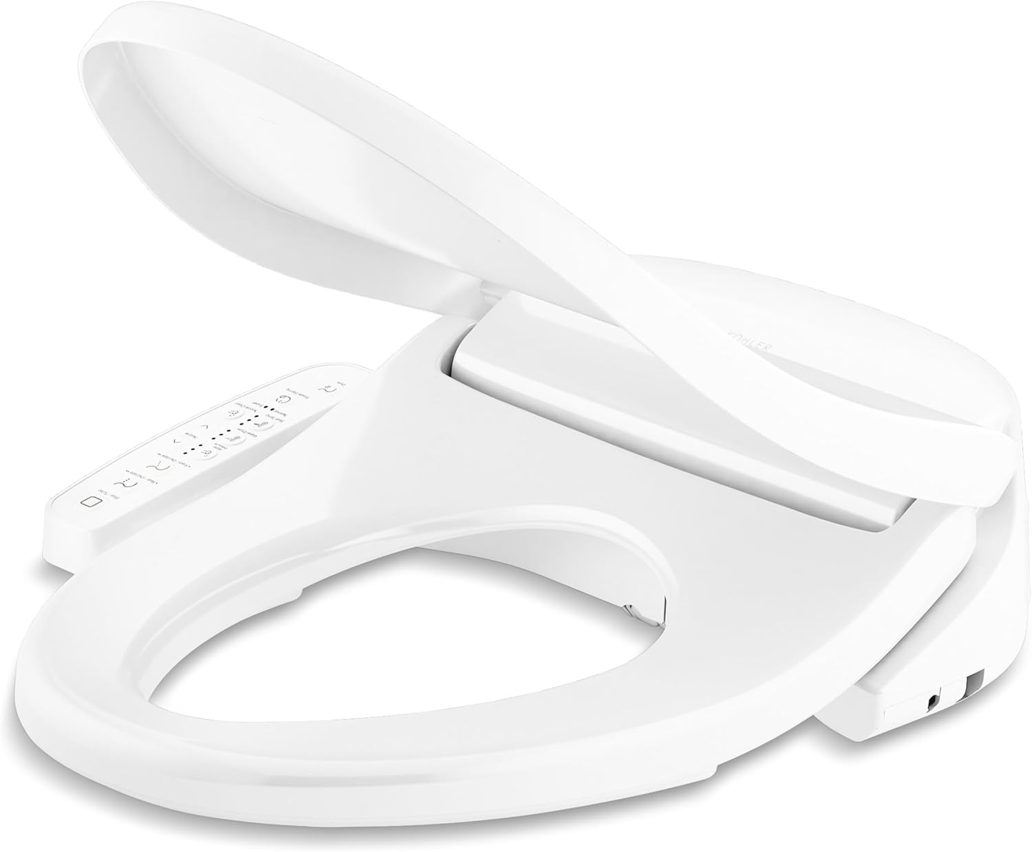 Kohler PureWash E580 Elongated Bidet Toilet Seat, White, Quiet-Close Lid Prevents Slamming, Self-Cleaning Wand, Adjustable Water Pressure with Multiple Cleansing Options