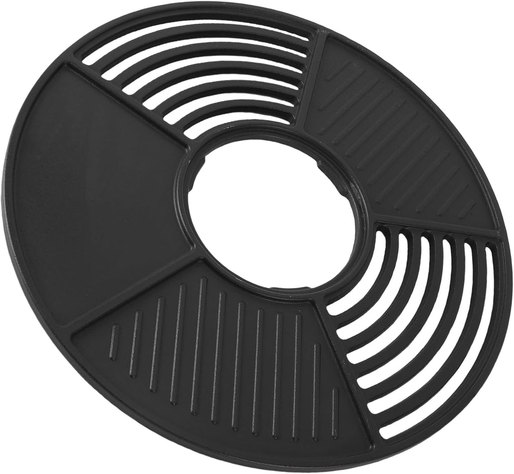 Grill Plate, 42cm Round Cast Iron Grill Pan with Enamel Non Stick Coating, for Indoor Outdoor Camping Picnics Charcoal Gas Stove