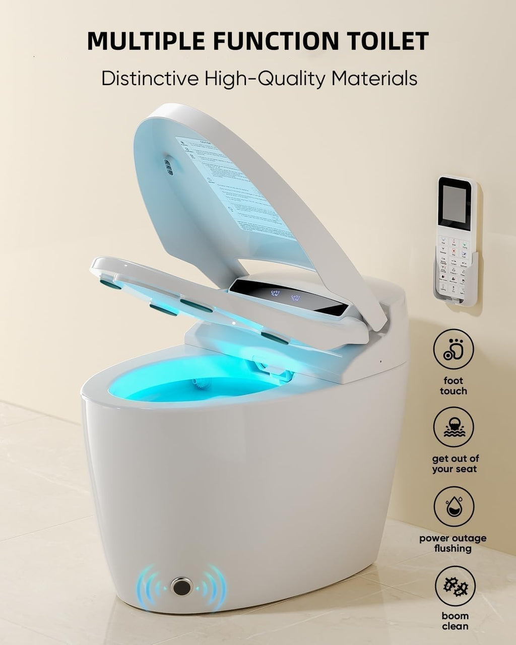 Smart Toilet with Bidet Built In with Warm Water Sprayer and Dryer, Foot Sensor Operation,Heated Seat with LED Display for Bathroom,One Piece Bidet Toilet with Auto Dual Flush (WHITE L11 PRO)