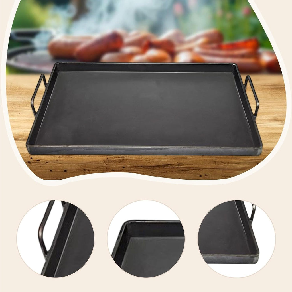 Grilling Pan, Flat Top Plate with Handle,Utility Accessories, Iron Griddle Pan for Gas Grill Indoor Camping Outdoor