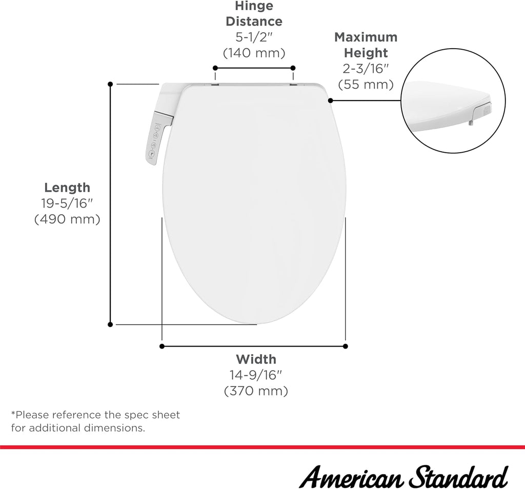 American Standard 8033A65G.020 Aquawash Slim Non-Electric SpaLet Bidet Seat, White