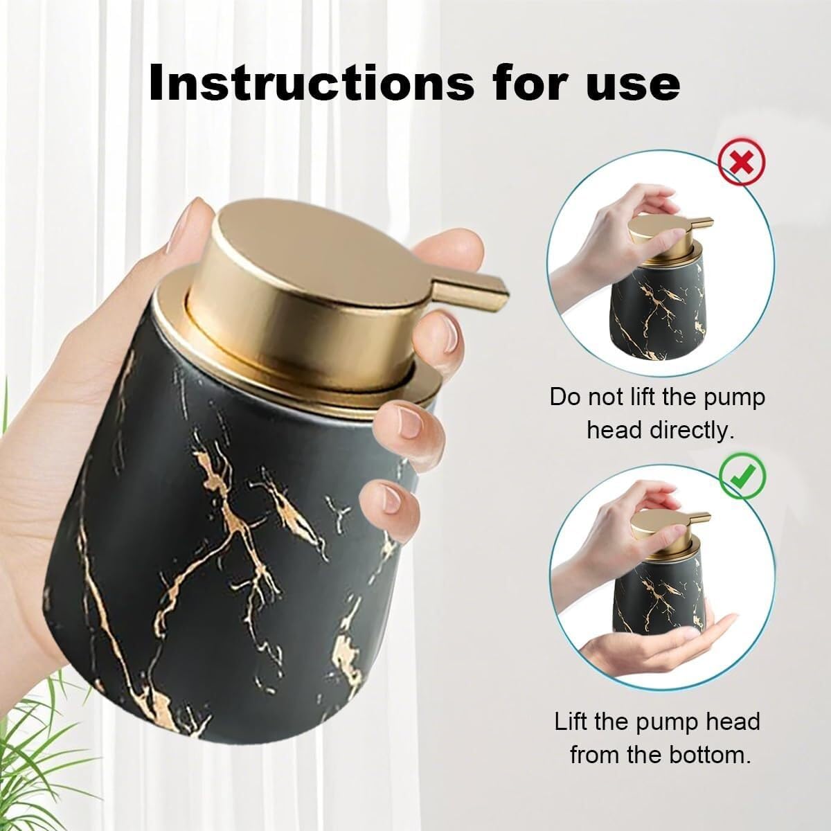 Bathroom Accessories Set Ceramic Bathroom Accessory Set Plant Patterns Accessories with Soap Dispenser Dish Tumbler for Home Decor Victorian(4 Piece Set-Black)