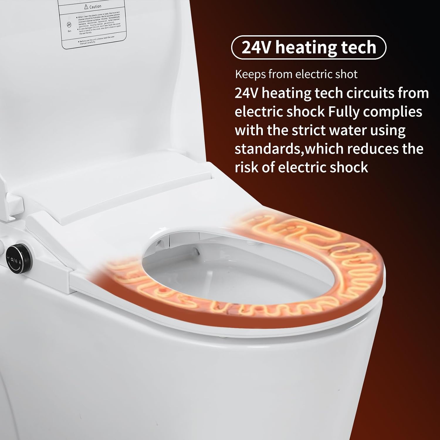 Electric Bidet Toilet Seat Round,24V Low-Voltage Heated Seat Instant Warm Water Wash & Warm Air Dryer,Self-Cleaning Nozzle,Remote Control,Soft Close Lid,Smart Bidet for Standard Round Toilets