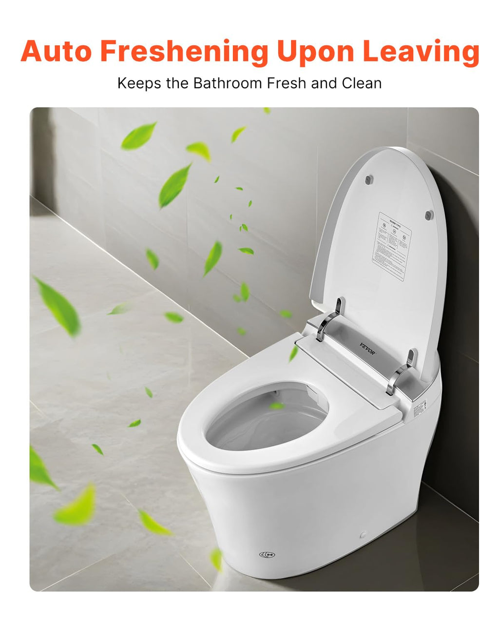 VEVOR Smart Toilet, One Piece Toilet with Bidet Built in, Foot Sensor Operation, Warm Water Sprayer & Air Drying,Easy Operated Toilet with Remote Control, Heated Seat with LED Display