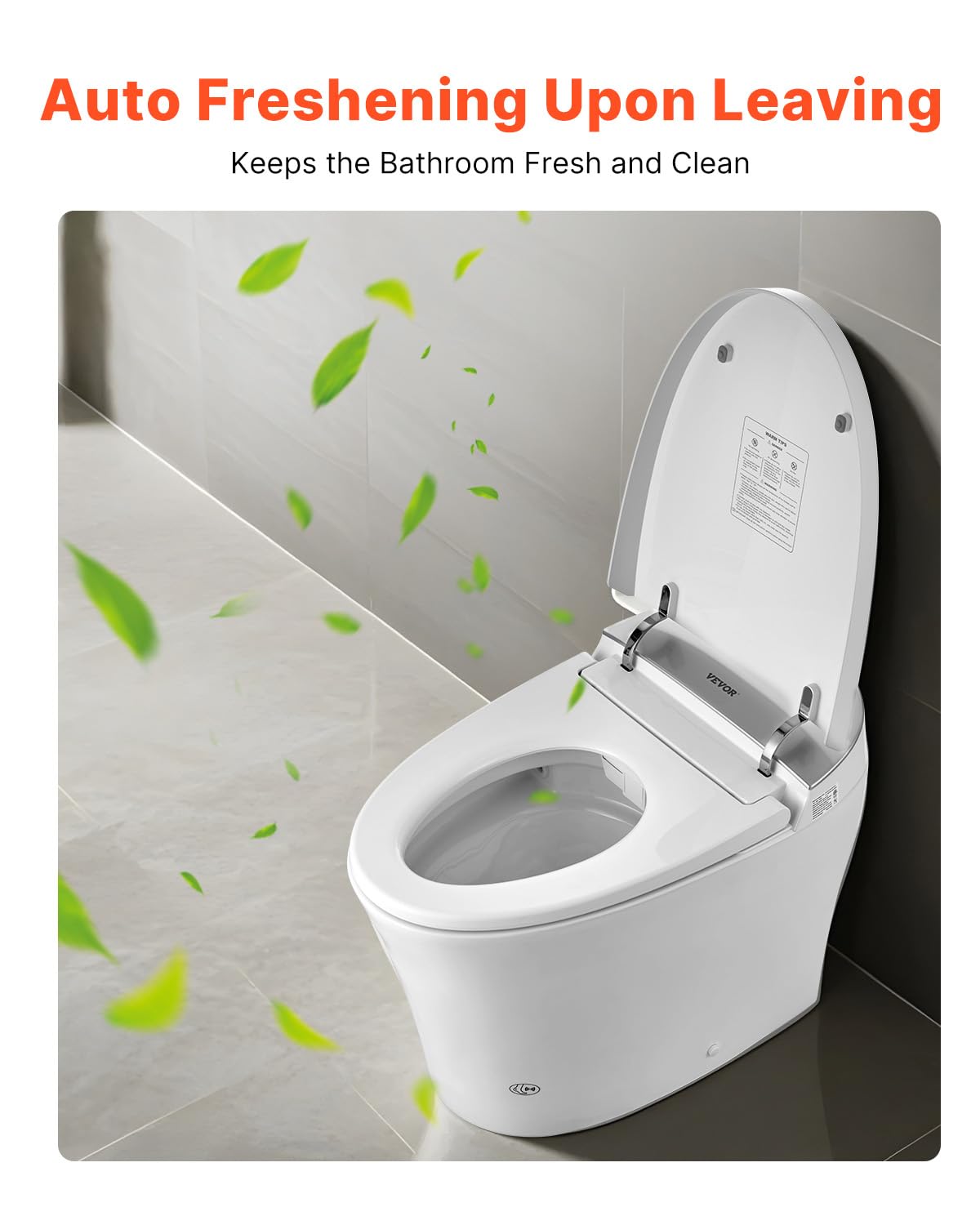 VEVOR Smart Toilet, One Piece Toilet with Bidet Built in, Foot Sensor Operation, Warm Water Sprayer & Air Drying,Easy Operated Toilet with Remote Control, Heated Seat with LED Display