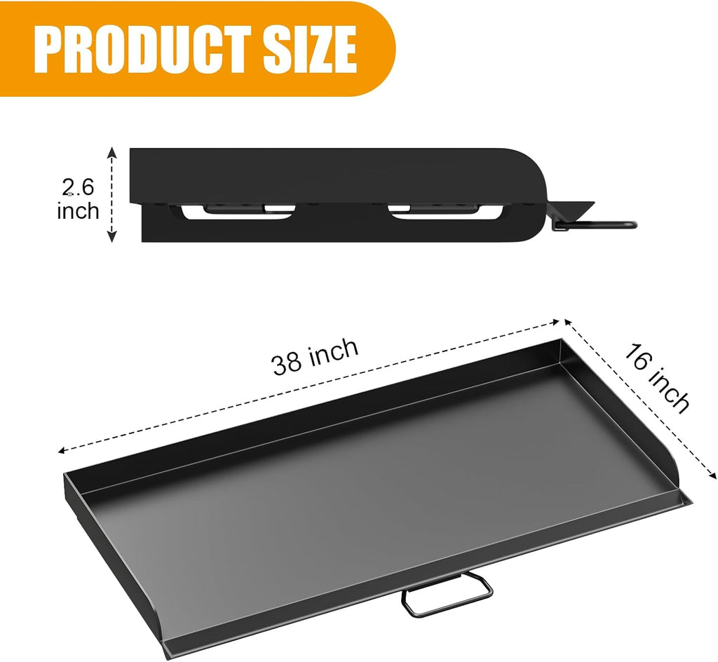 AJinTeby Fry Griddle for Camp Stove Griddle, 16 x 38 inch Flat Top Cooking Griddle for Camp Chef 3 Burner Griddle, BBQ Camping Grills Flat Top Plate, Outdoor BBQ Camping Grills Accessories