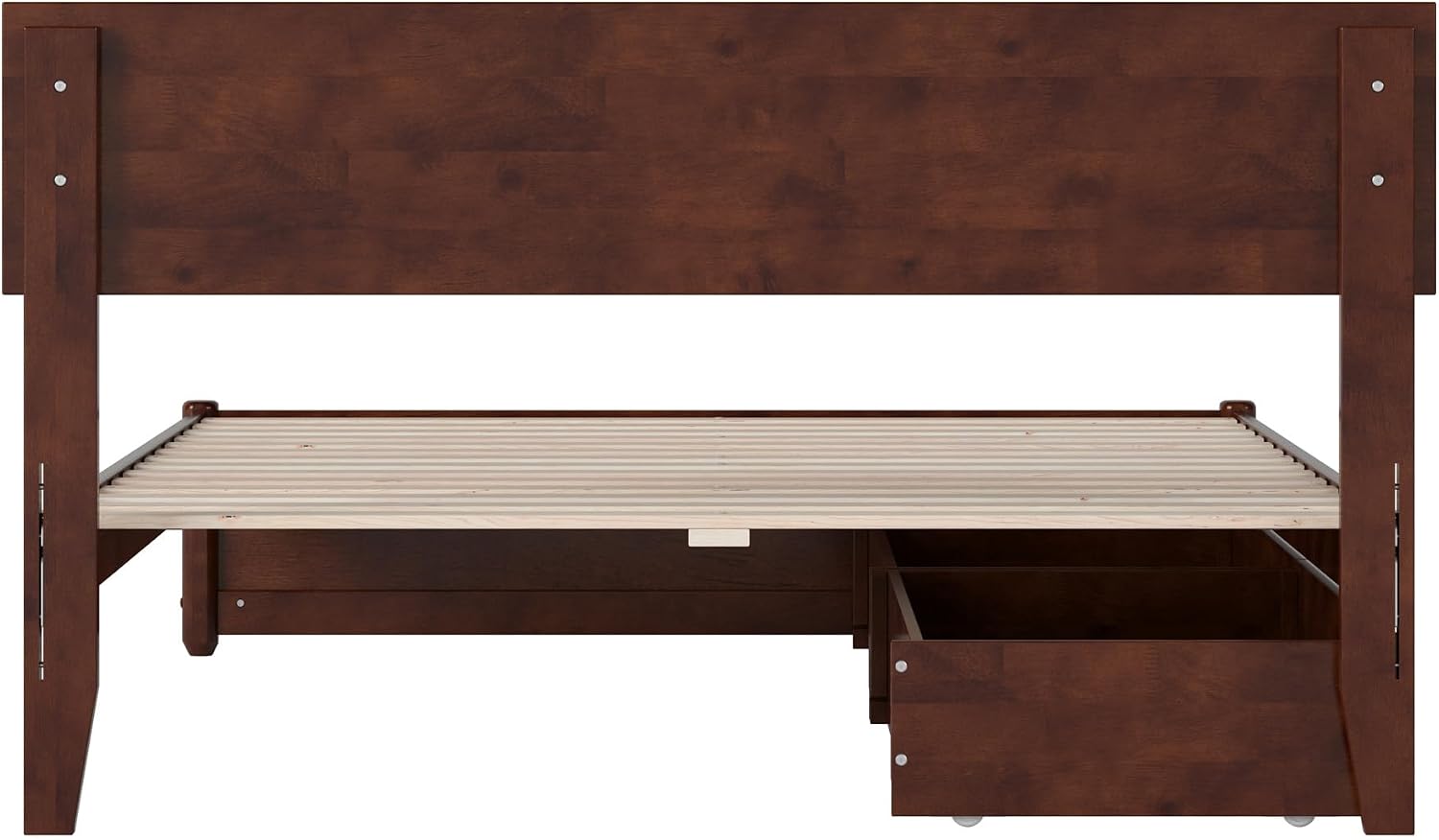 AFI, Wesley Full Platform Bed with Panel Footboard and Storage Drawers, Walnut