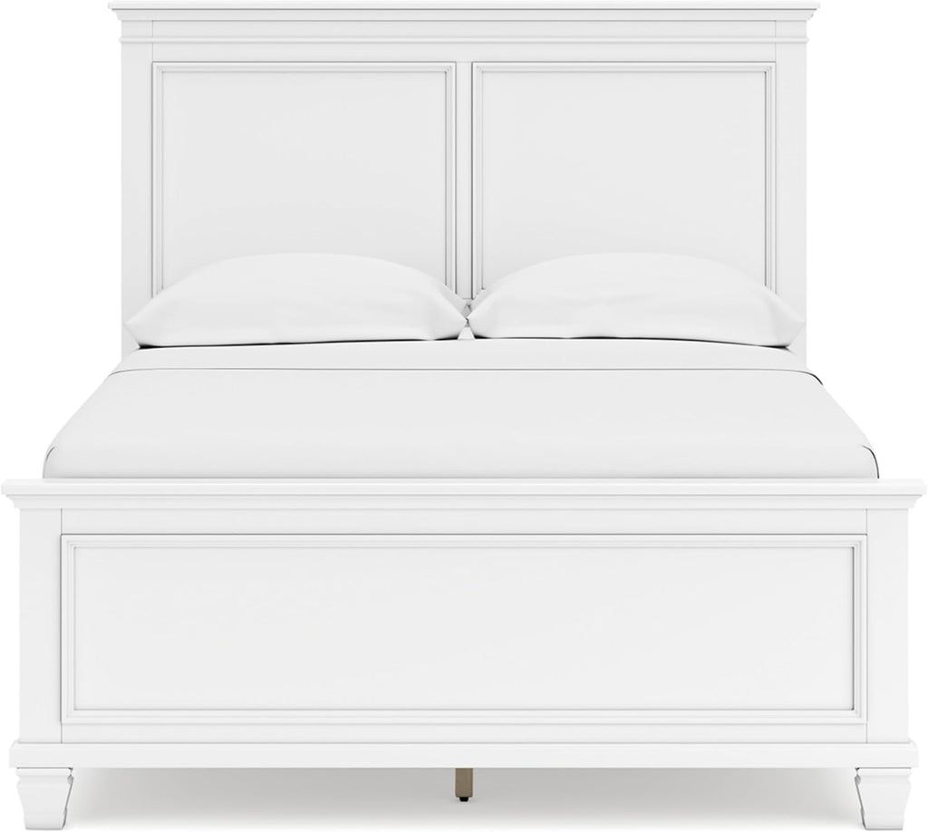 Signature Design by Ashley Fortman Transitional Full Panel Bed with Tapered Feet, Foundation or Box Spring Needed, White