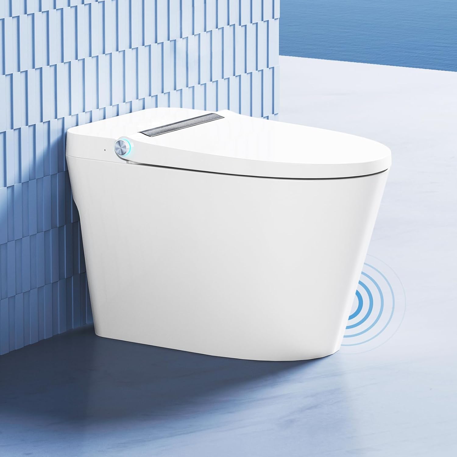LW Smart Toilet without Bidet, One Piece Elongated Modern Toilets for Bathrooms, Built-in Electric Pump & Water Tank, Heated Seat, Auto Flush, Foot Sensing Flush, Night Light, Blackout Flush, White