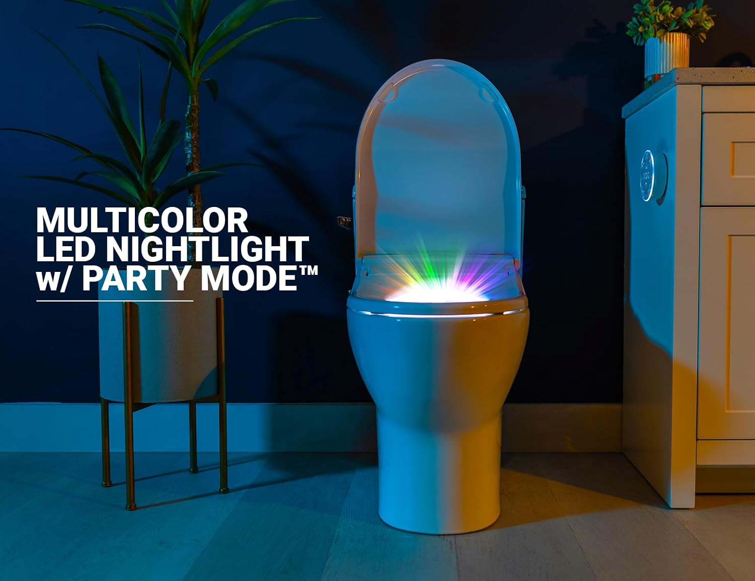 BidetKing Crown Elongated Bidet Toilet Seat, Endless Warm Water, Strong Spray, Backlit Remote, Multi-color LED, Ultra Slim, Stainless Steel Nozzle, Sittable Lid, 3 Year Warranty