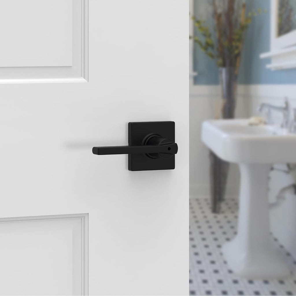 Kwikset Casey Interior Privacy Door Handle with Lock 10 Pack, Door Lever for Bathroom and Bedroom, Matte Black Reversible Keyless Turn Lock, with Microban Protection