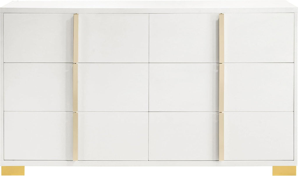 Coaster Home Furnishings Marceline Contemporary 4-Piece Bedroom Set Twin Size LED Panel Bed Frame 51-inch Headboard White 222931T-S4