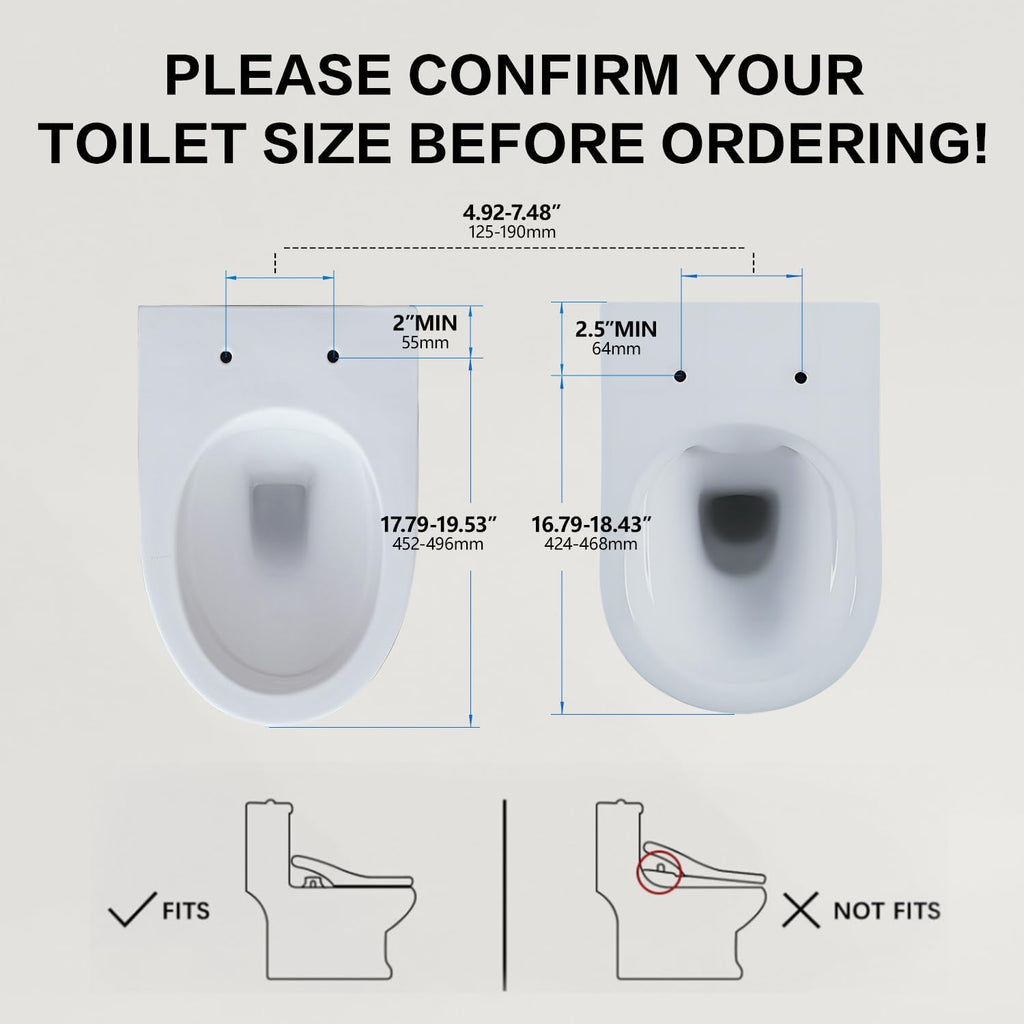 Elongated Bidet Toilet Seat X5, Electric Heated Bidet with Soft Close, Bidet Attachment for Toilet Warm Water with Air Purification