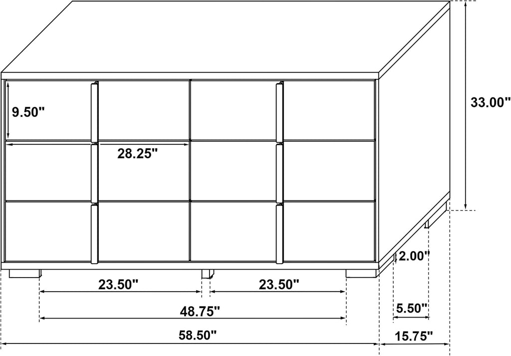 Coaster Home Furnishings Marceline Contemporary 4-Piece Bedroom Set Twin Size LED Panel Bed Frame 51-inch Headboard White 222931T-S4