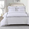 Royal Tradition 3pc Percale Duvet Cover Set (King/Calking, Black) Adeline Embroidered Comforter Cover with Pillow Shams