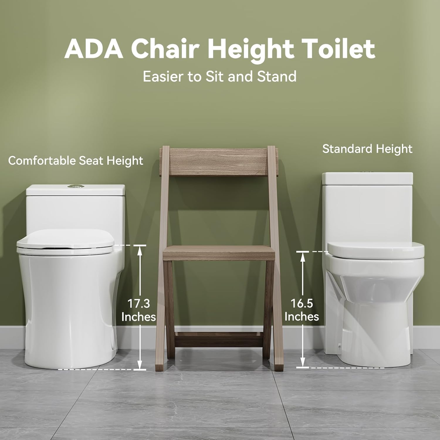 HOROW T0338W One Piece Toilet with Non-Electric Bidet Toilet Seat, Elongated ADA Chair Height Toilets with Adjustable Nozzles Seat, Powerful Dual Flush & Soft Closing Seat Include, White