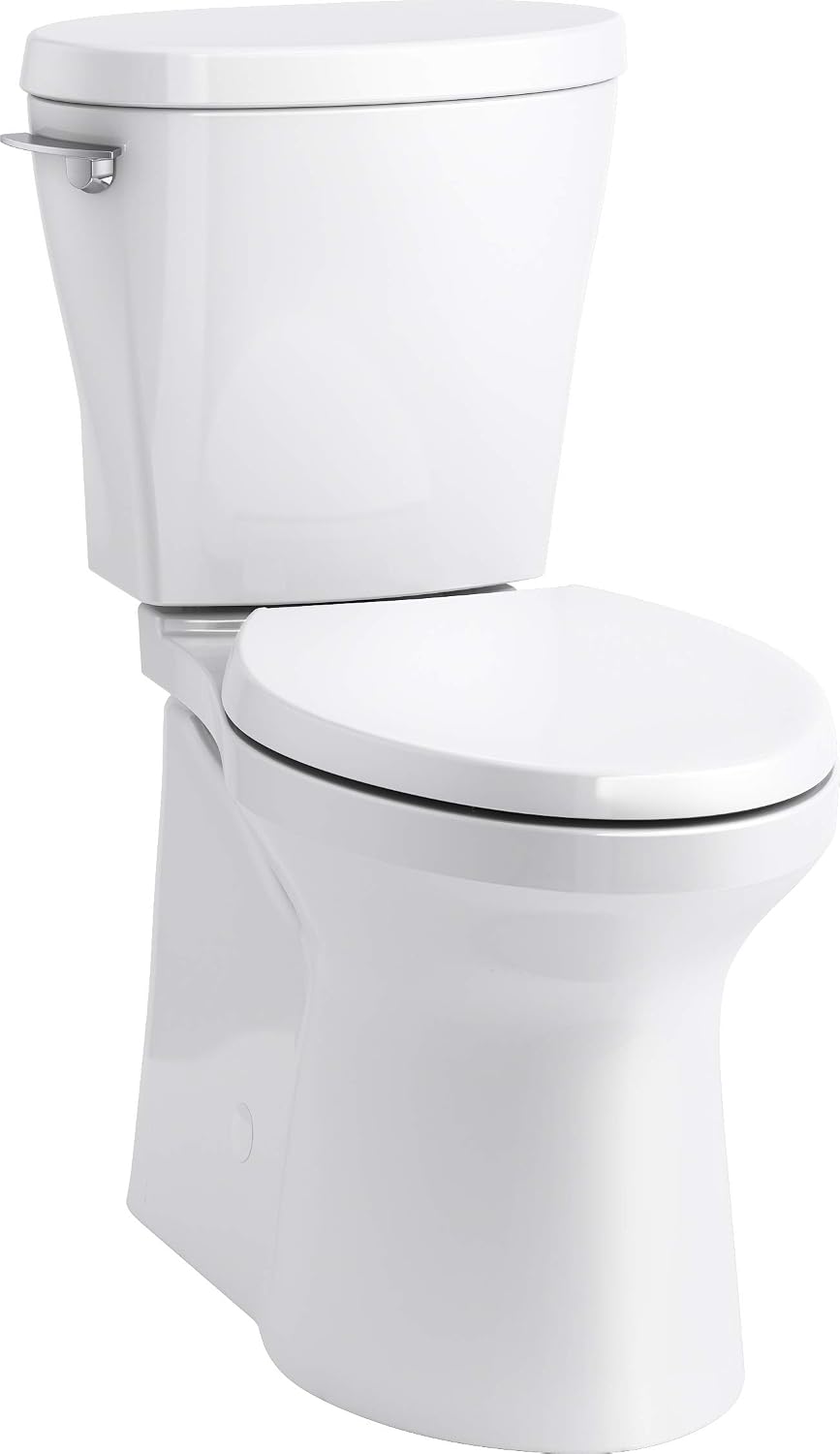 Kohler 20198-0 Betello Comfort Height Two-piece elongated 1.28 gpf toilet with ContinuousClean, skirted trapway, Revolution 360 swirl flushing technology and left-hand trip lever, seat not included