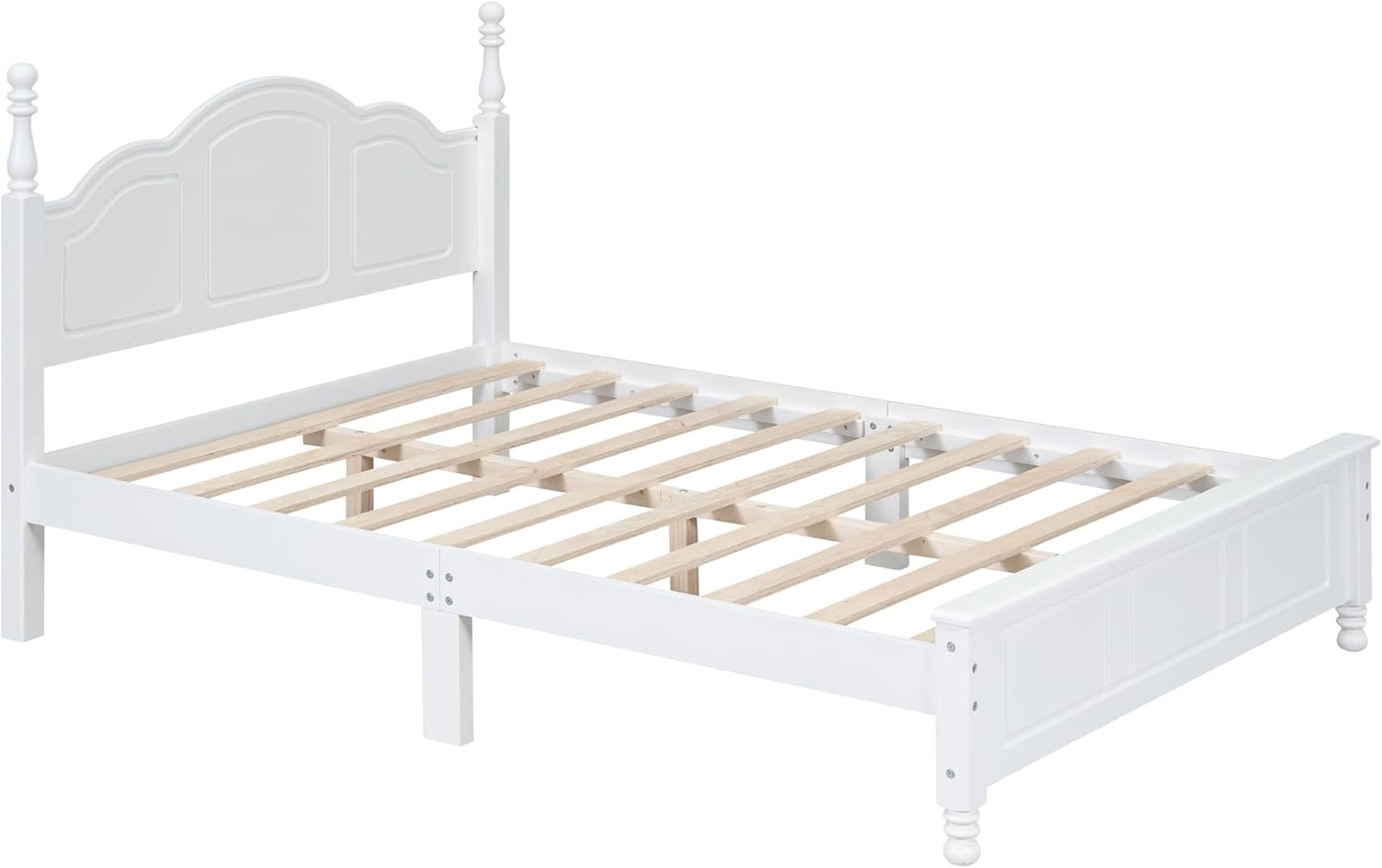 Harper & Bright Designs 3 Pieces Full Size Bedroom Sets, Solid Wood Platform Bed Frame with Heeadboard, 2 Nightstands, Farmhouse Design Full Bedroom Furniture Sets, Easy to Assemble (White)