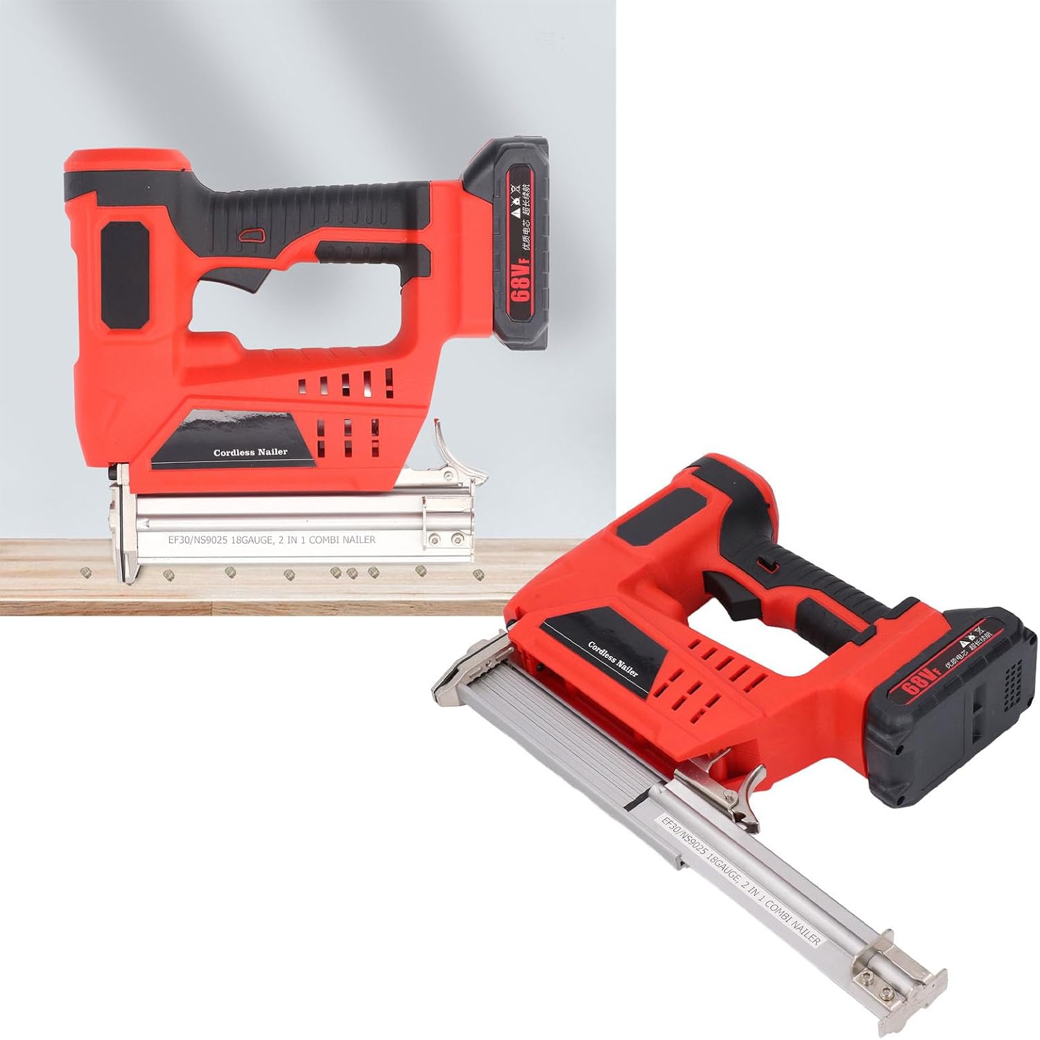 Eujgoov Cordless Nailer Kit Electric Staple Guns Stapler Nail, Battery Powered 18V 2Ah for Woodworking Projects, 2 Modes DIY Pneumatic Brad