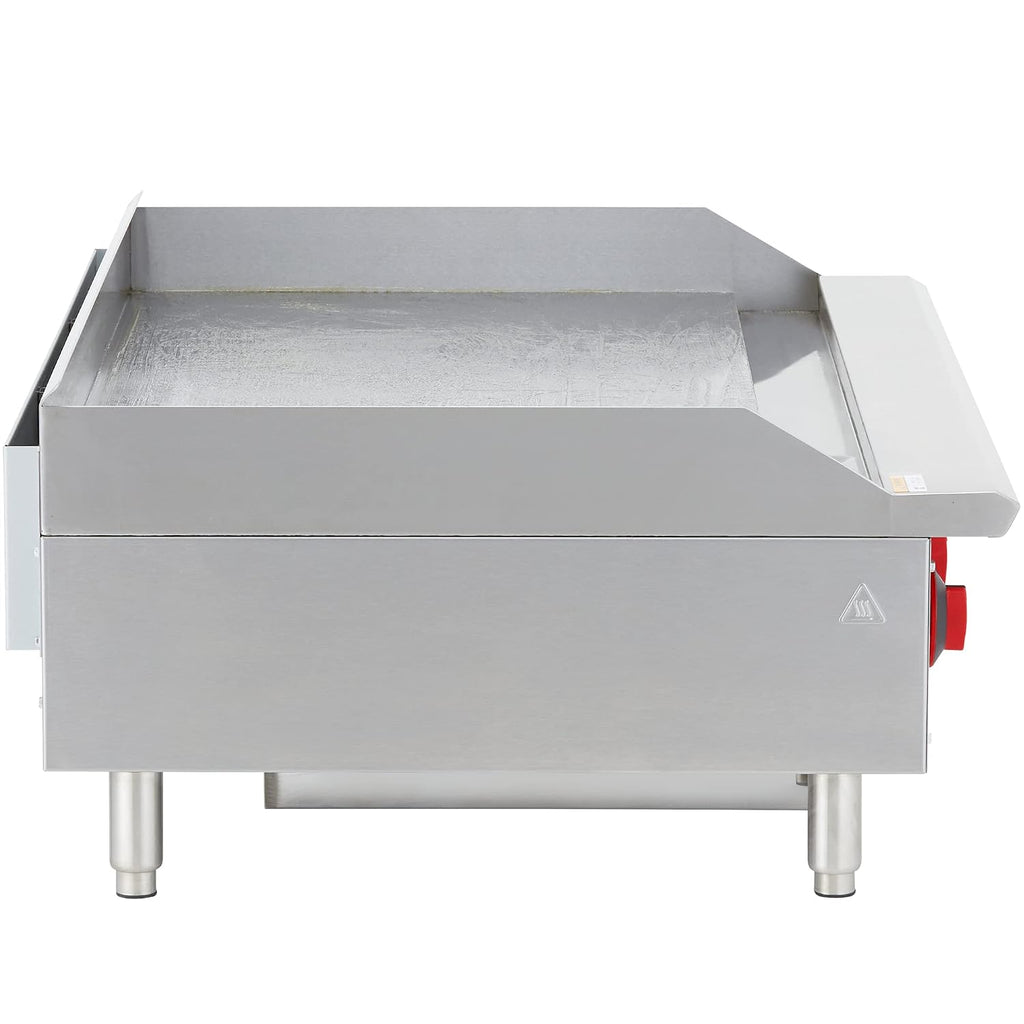 Iron Range IRMG-48 48' x 21' Countertop Commercial Gas Griddle, 120,000 BTU, 4 Burners, Stainless Steel, Manual Controls, ETL Listed, U-Style Burners, LPG Conversion Kit Included