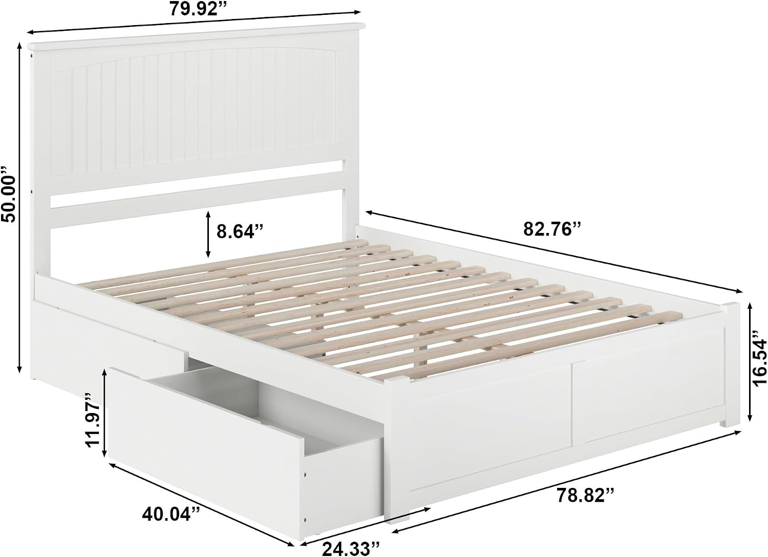AFI, Nantucket King Platform Bed with Footboard & Storage Drawers, White