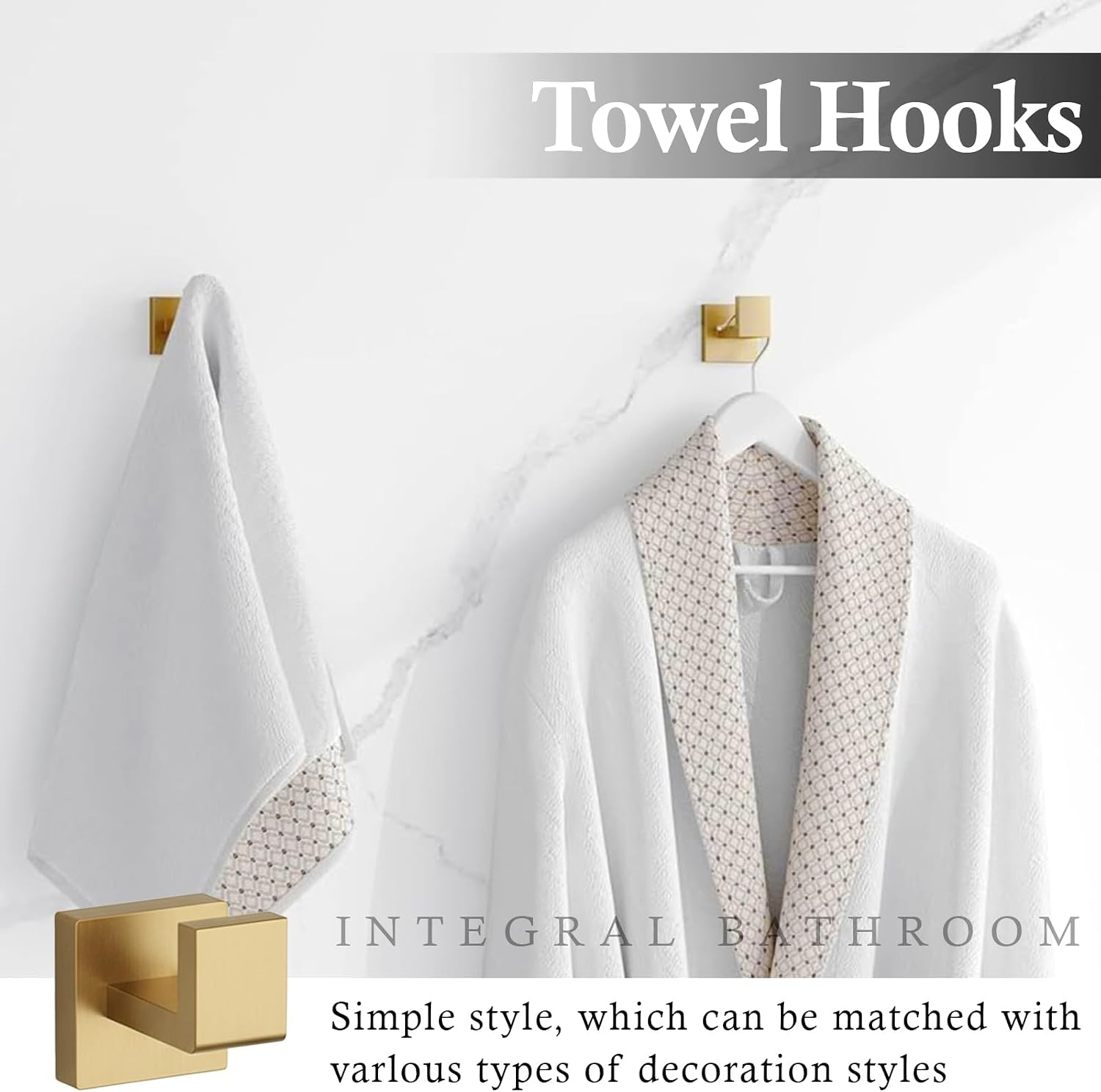 15-Piece Brushed Gold Bathroom Accessories Set – 23.6' Towel Bar, Towel Ring, Toilet Paper Holder & Hooks, Wall Mounted Bathroom Hardware, Rust & Corrosion-Resistant, Ideal for Modern Bathrooms
