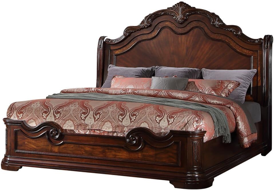 Best Master Barney's Traditional Wood Eastern King Bed in Walnut