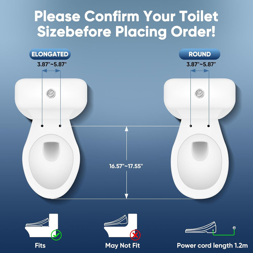 Bidet Toilet Seat Attachment for Olive Smart Toilet with Warm Water & Dryer, Feminine & Child Wash, Self-Clean Stainless Steel Nozzle, Adjustable Water Pressure, Slow Close Lid
