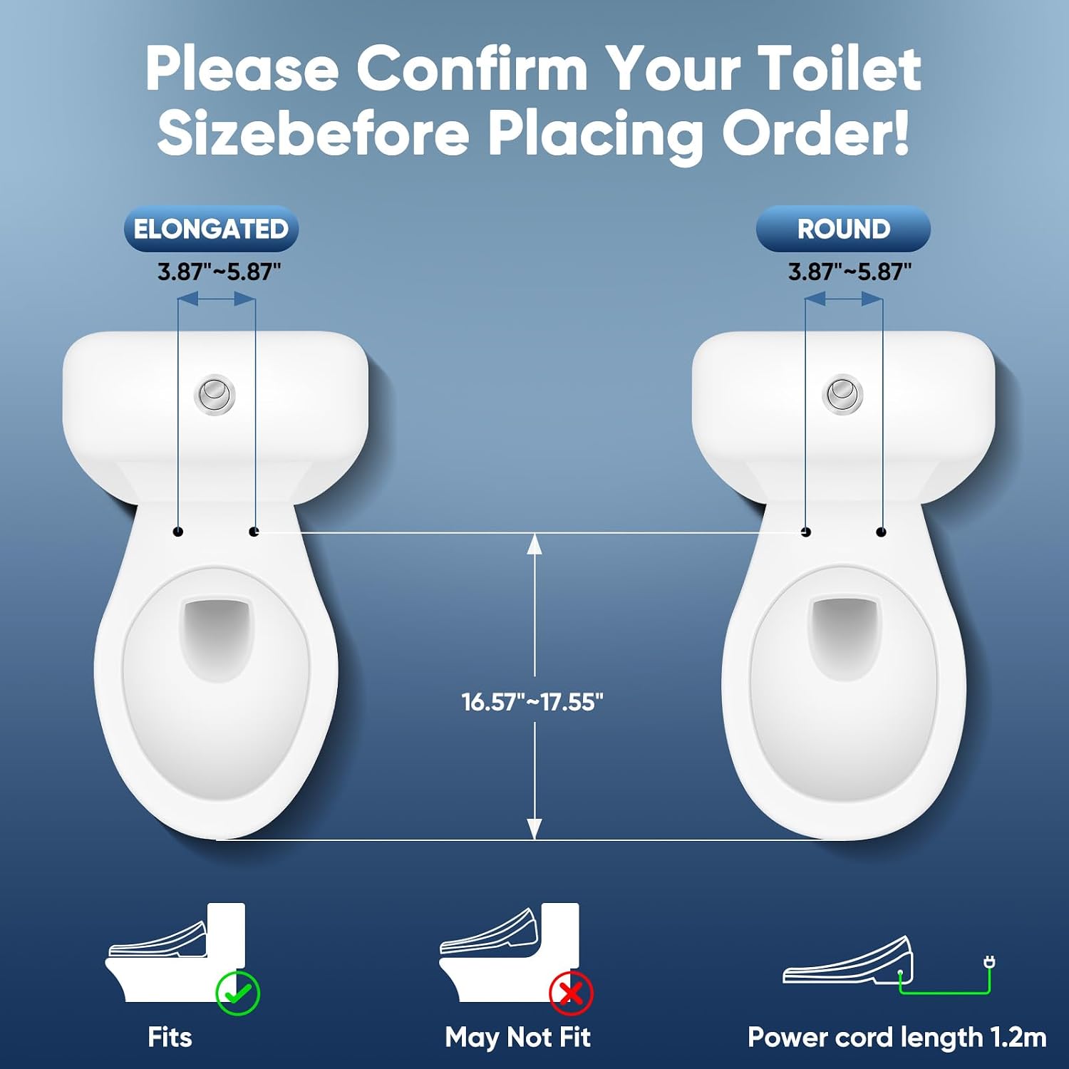 Bidet Toilet Seat Attachment for Olive Smart Toilet with Warm Water & Dryer, Feminine & Child Wash, Self-Clean Stainless Steel Nozzle, Adjustable Water Pressure, Slow Close Lid