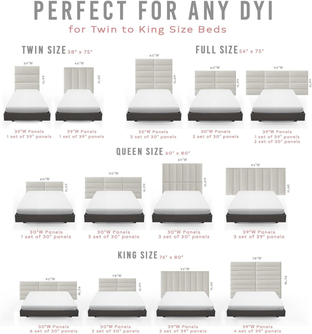 Vänt Upholstered Wall Panels - Queen/Full Size Wall Mounted Headboards - Boucle Ivory - Set of 4 Panels (Each Individual Panel 30'x11.5')
