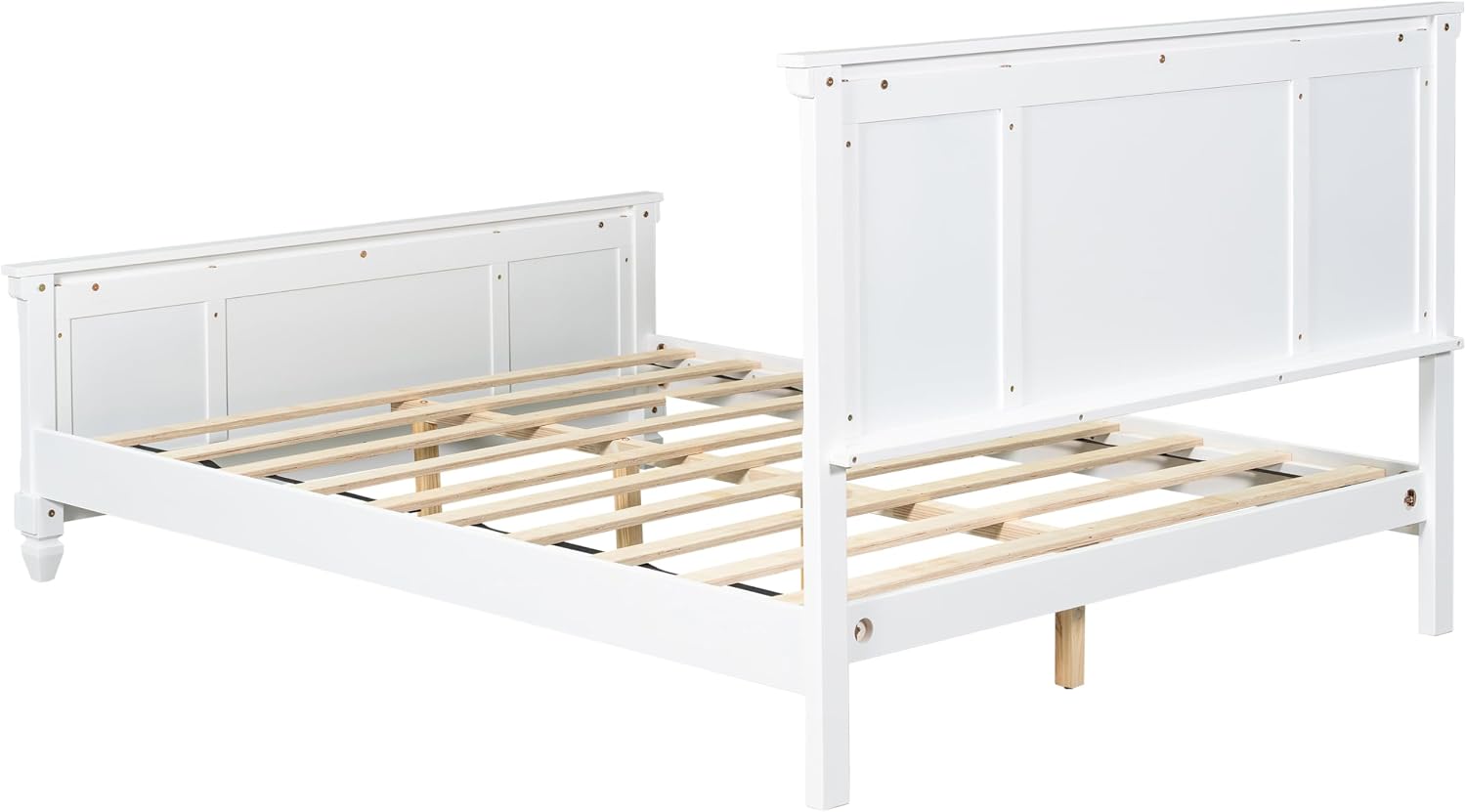 Christopher Knight Home Todie Modern Queen Size Bed Frame with Headboard, Wooden Queen Size Platform Bed Frame, Farmhouse Queen Size Bed Set, No Box Spring Needed, Easy Assembly, White