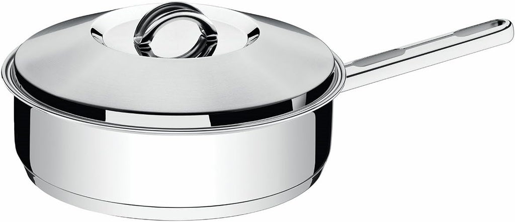 TRAMONTINA 62500/200 Solar, Frying Pan with Lid, Deep Type, 7.9 inches (20 cm), Stainless Steel, 3 Layers on the Bottom, Dishwasher Safe, Gas Compatible, IH Compatible, Respect for the Aged Day,