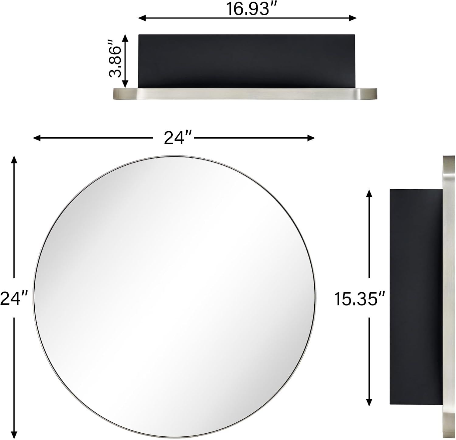 Surface Mount Brushed Nickel Round CircleBathroom Medicine Cabinet with Mirror Circlular Shaped Stainless Steel Metal Framed Medicine Cabinets Bathroom Cabinet with Mirror 24'' Diameter