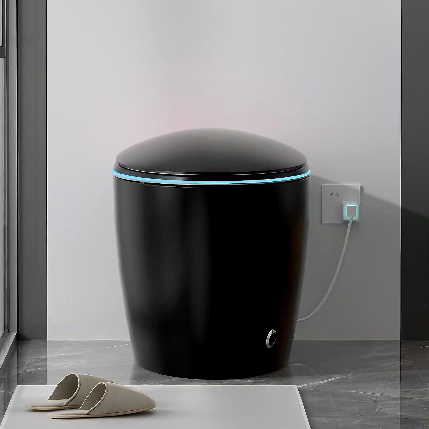 SouNor Modern Smart Toilet with Bidet Heated Seat, Auto Flush,Varied Cleaning Mode,LED Night Light,Auto Open & Soft Close Seat,Warm Air Drying,Black.