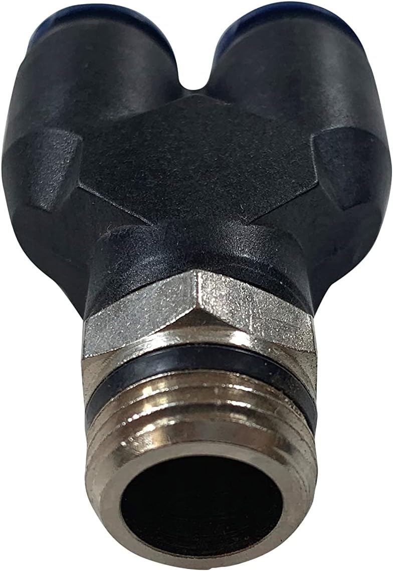 3/8' Tube O.D. x 3/8' MNPT Brass Composite Push-In Y Connector, Pneumatic Push To Connect Fitting (QTY 25)
