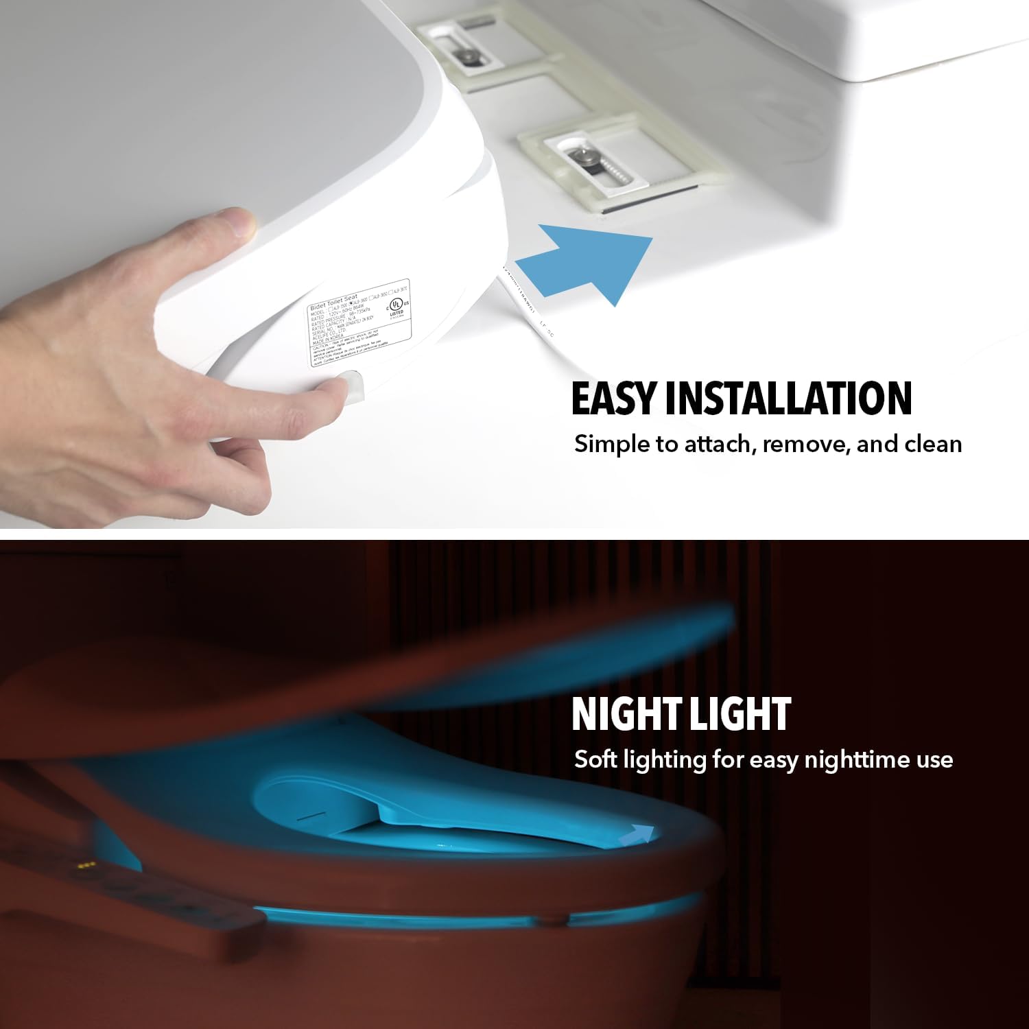 Barumi Bidet [BM-5000], Electric Bidet Toilet Seat, Heated Seat, Warm Water, Position Control, Eco-Mode, Self Cleaning