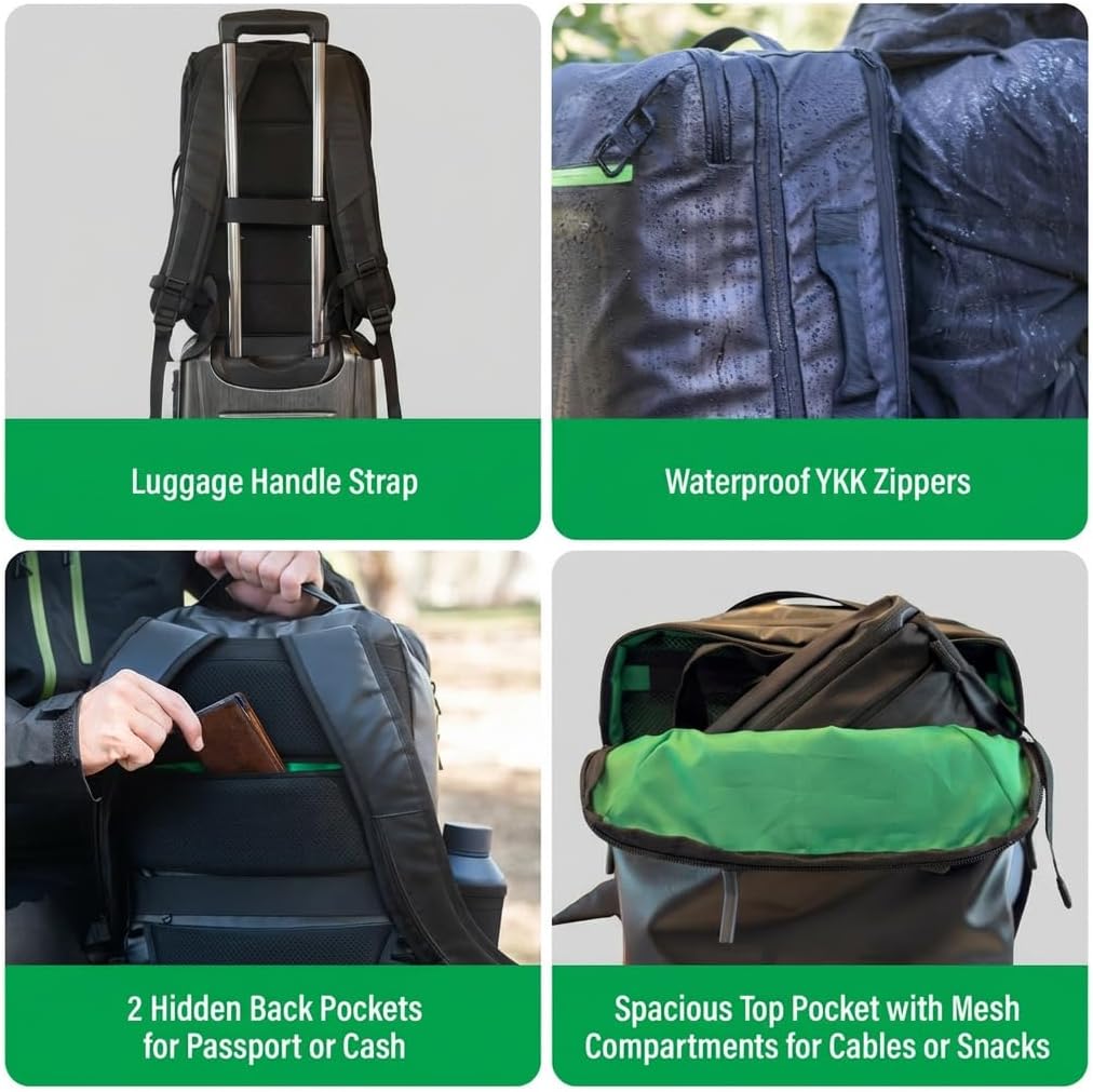 COR Surf Carry On Travel Backpack Bundle | Island Hopper Travel Backpack with Toiletry Bag and Compression Packing Cube Set
