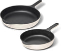 Caraway Cast Iron Skillet Set - 8' & 10.5' Enameled Cast Iron Pan With 3 Layer Enamel Coating - No Seasoning Required - Compatible With All Stovetops - Free From Forever Chemicals - Cream