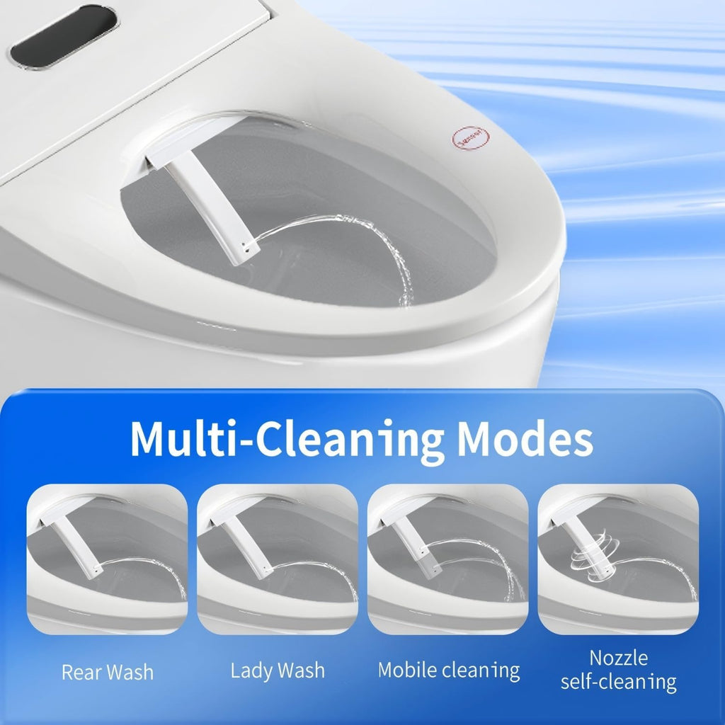Electric Bidet Toilet Seat with Adjustable Heated Seat and Instant Warm Water, Elongated Bidet Attachment for Toilet with Wireless Remote Air Dryer, Self-Clean Nozzle, Feminine & Front Rear Wash