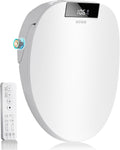 XCQQ Electric Bidet Toilet Seat with Remote, Heated Toilet Seat, Instant Warm Water, Warm Air Dryer, Rear & Feminine with Oscillating Cleansing, Night Light, Slow Close Lid, LED Display - Round