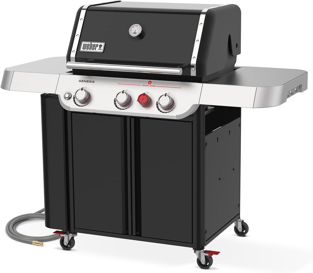 Weber Genesis E-330 Natural Gas Grill for Outdoor Cooking, 3 Burners, Black – Porcelain-Enameled Cast-Iron Grates, PureBlu Burners & Sear Zone
