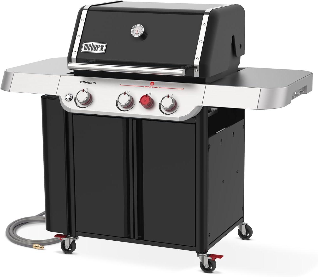 Weber Genesis E-330 Natural Gas Grill for Outdoor Cooking, 3 Burners, Black – Porcelain-Enameled Cast-Iron Grates, PureBlu Burners & Sear Zone