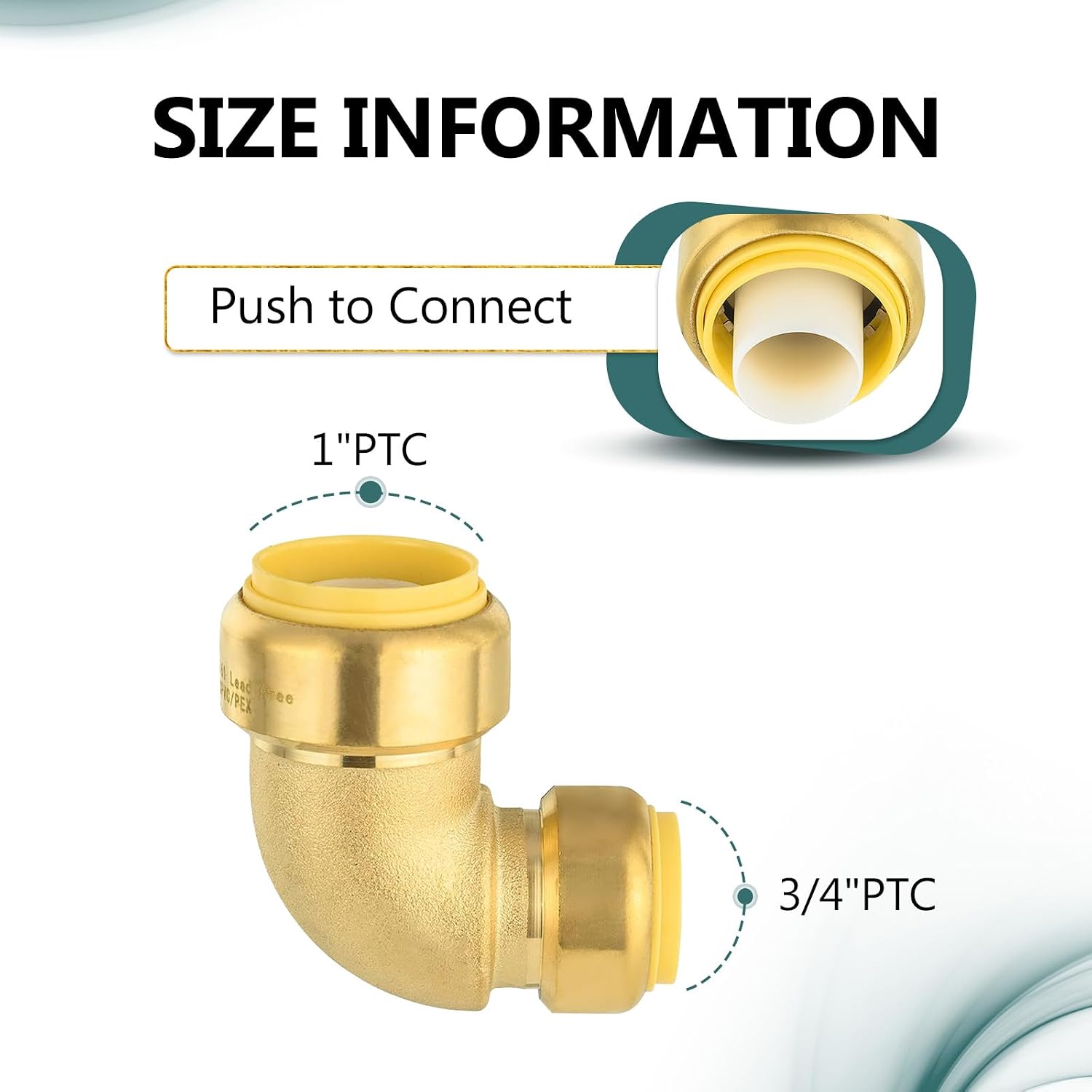 (Pack of 10) Niikappu 1 Inch x 3/4 Inch Reducing Elbow Brass Fitting, Push to Connect Plumbing Brass Fittings, PEX, Copper, CPVC, PE-RT Pipes