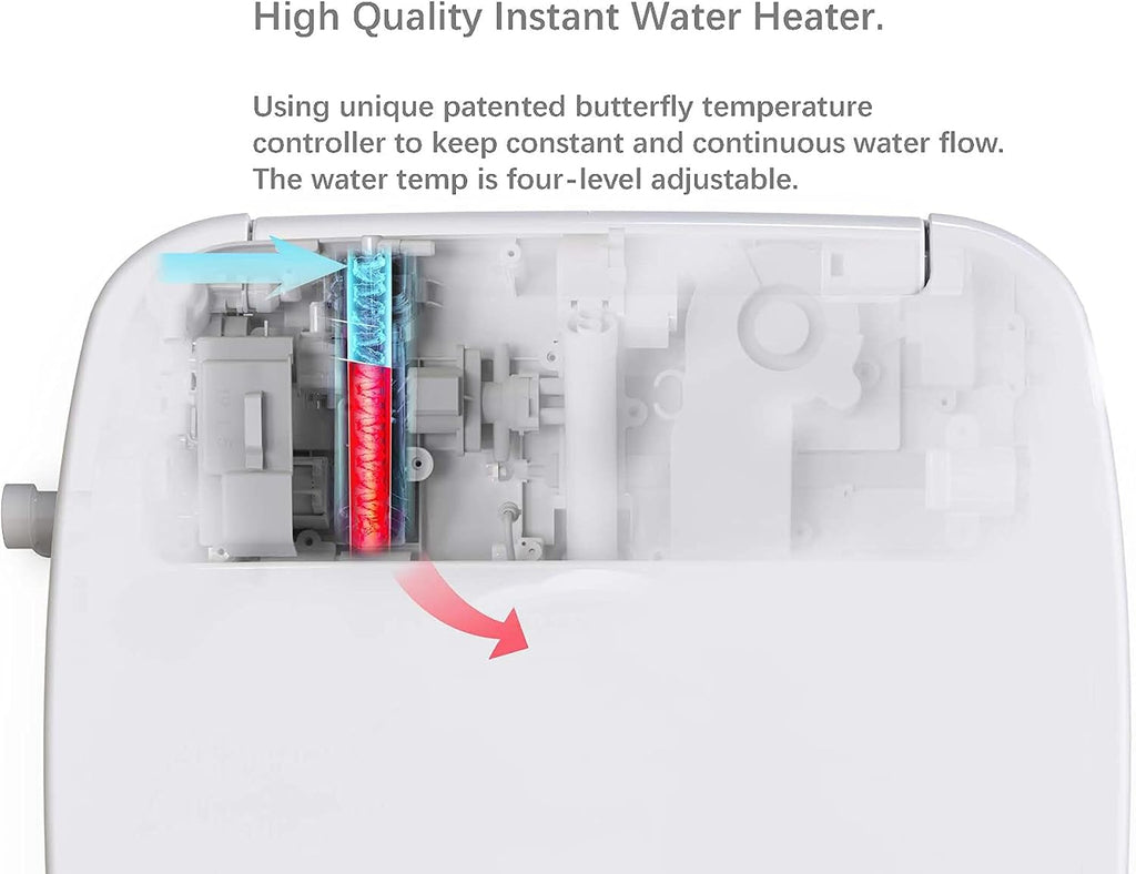Firoe E35L Smart Toilet Bidet Seat, Elongated Slow Clsoe Heated Seat with Remote Control, Adjustable Water Tempreture, Dryer, Front & Rear Wash, Adjustable Nozzle, LED Light