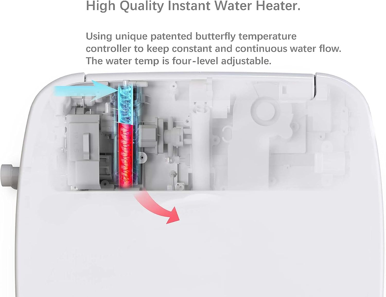 Firoe E35L Smart Toilet Bidet Seat, Elongated Slow Clsoe Heated Seat with Remote Control, Adjustable Water Tempreture, Dryer, Front & Rear Wash, Adjustable Nozzle, LED Light